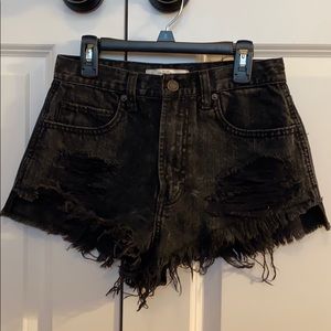 Abercrombie High Waisted Black Distressed Shorts